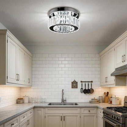 CLAIRDAI Flush Mount Ceiling Light Fixture LED Mini Chandeliers with Crystals Hallway Light Mini Modern Crystal Chandeliers Bedroom Chandelier for Bathroom Kitchen Office