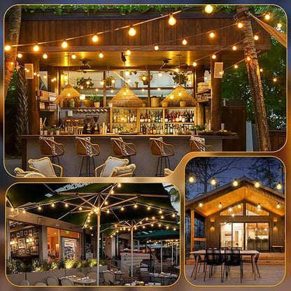 Mlambert 25FT G40 LED Outdoor String Lights, Plug-in Waterproof Patio Lights with 10 LED Bulbs (1 Spare), Porch Lights for Backyard Party Decor, Brown