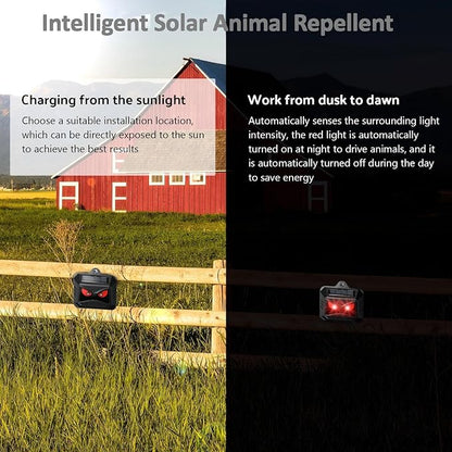 Solar Control Light Nocturnal Animal Repeller Outdoor Deterrent Devices Light Sensor Animal Repellent for Skunk Deer Coyote Fox Raccoon Cat Garden Yard Farm Chicken Coop (8, Black)