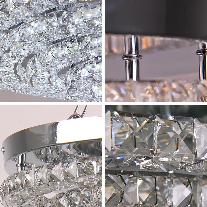 Modern LED Chandelier Flush Mount Four Rings Ceiling Lamp Round Ceiling Lihgt Fixture for Bedroom Living Room Dining Room (4000K, Cool White)