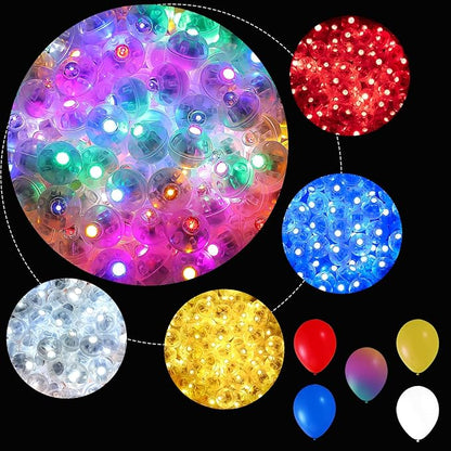 ZGWJ 100PCs 10 Colors Balloon Lights Mini, Battery Powered, Long Standby Time Waterproof Tiny Led Round Flash Light for Paper Lantern Balloon Party Easter Eggs Wedding Christmas Halloween Decorations﻿
