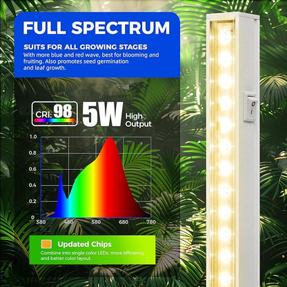 Barrina T5 Grow Lights, Grow Light Strip for Indoor Plants, 1ft Plant Lights for Indoor Growing, Full Spectrum LED Grow Light, Individual Switch, Linkable, Plug and Play, Yellow, 8-Pack