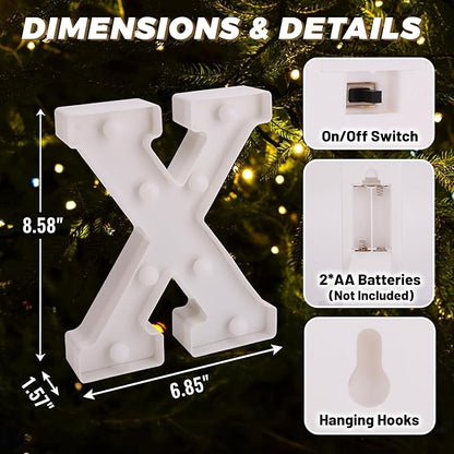 LED Light Up Marquee Letters, Battery Powered Decorative LED Letter Lights, Alphabet Light Up Letters for Wedding Birthday Party,Holiday Lamp or Home Bar Decoration (Letter X)