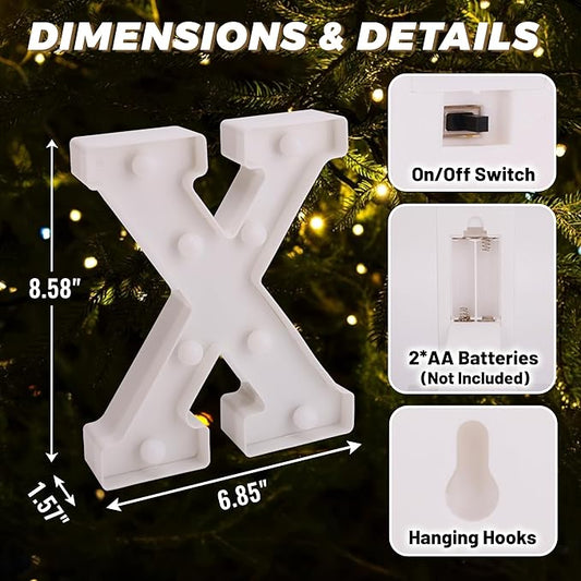 LED Light Up Marquee Letters, Battery Powered Decorative LED Letter Lights, Alphabet Light Up Letters for Wedding Birthday Party,Holiday Lamp or Home Bar Decoration (Letter X)