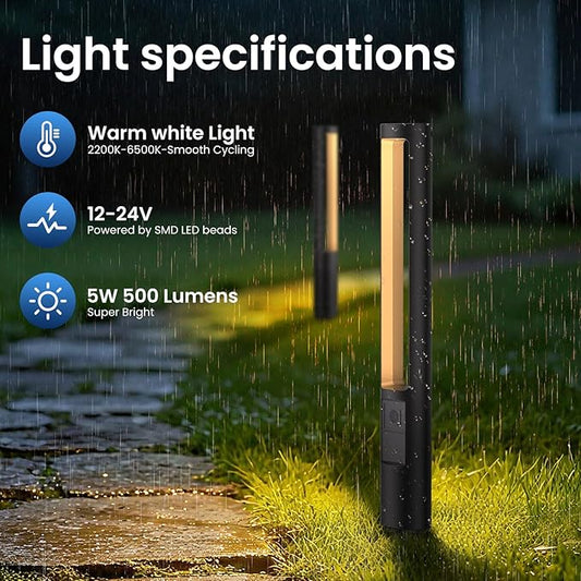 All-in-One Low Voltage Landscape Lighting Kit, 8-Pack Pathway Lights with Transformer Dusk to Dawn Outdoor Lighting 5CCT, IP66 Waterproof Landscape Lights with Connectors for Patio