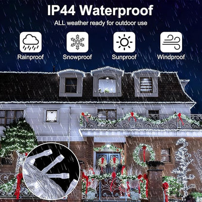 2 Pack Battery Operated String Lights Outdoor Indoor, 8 Modes with Remote Timer Waterproof 66ft 200 LED Twinkle Fairy Lights Battery Powered for Wedding Bedroom Tree Party Christmas Decor, White