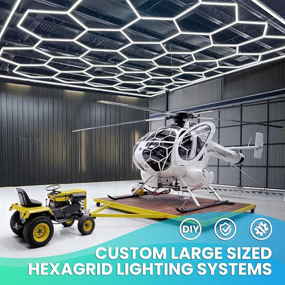 Car Detailing Led Garage Light,15 Hexagonal Grid Systems Led Shop Lights for Garage/ Workshop with White Border, IP54 2 Year Warranty AC 100-240V(15.88 fts x 7.98 fts )