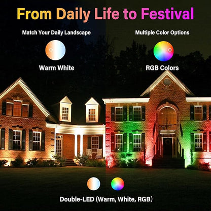 Easter Spot Lights Outdoor Color Changing Landscape Spotlights,12W RGBW LED Outdoor Spotlight for Yard Garden Decor,Waterproof 110V Plug in Landscape Lighting with Remote,4 Packs