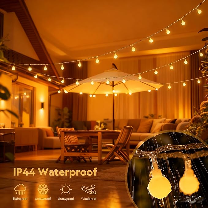 33Ft Connectable Globe String Lights Indoor Bedroom, 100LED Warm White Christmas String Lights Plug in with Remote, 8 Modes Hanging Fairy Lights Outdoor for Room Classroom Dorm Party Decor