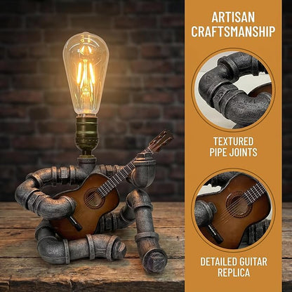 Music Guitar Table Lamp,Guitar Stuff,Cool Gifts for Music Lovers,Players for Men Gift,Steampunk lamp,Metallica (Coffee)