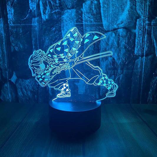 Cute Demon Slayer Agatsuma Zenitsu Anime Figure Character 3D LED Optical Illusion Sleep Night Light with Remote 16 Colors Bedroom Decor Table Lamp Birthday Xmas Gifts for Child Kids