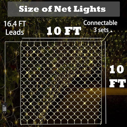Leisure world 10ft x 10ft 270 LED Net Lights Mesh Fairy String Decorative Outdoor Warm White 8 Modes Net with Remote, Timer for Wedding Christmas Trees, Bushes, Garden, Outdoor Decorations