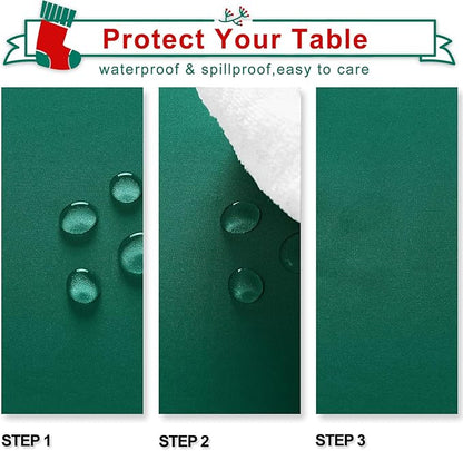 Hiasan Tablecloth for Rectangle Tables - Waterproof and Spillproof Washable Fabric Table Cloth for Dining Room Kitchen Party, 60 x 102 Inch, Emerald Green