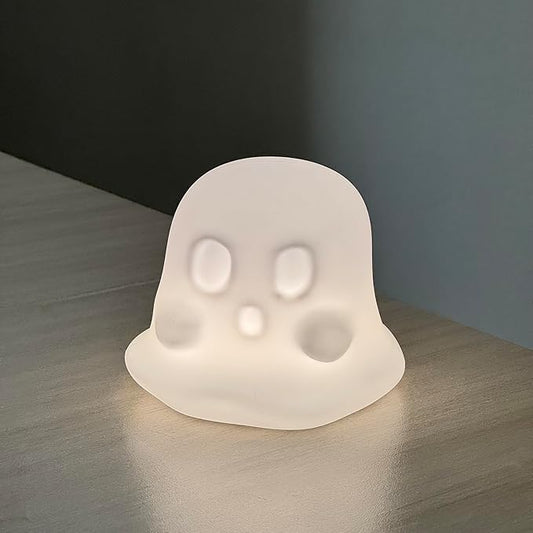 IN HAPPY Cute Snowman Night Light for Kids, Squishy Silicone Nursery Lamp, USB Rechargeable Kawaii Cordless Lamp, Home Decor & Christmas Stocking Stuffers Gifts for Toddlers, Girls, Women (Ghost)