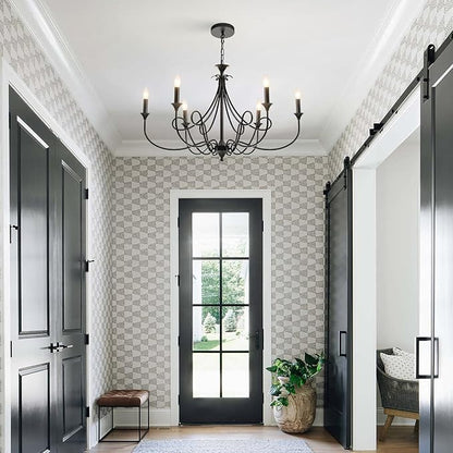 Modern 6-Lights Black Chandelier Large 36.6in Farmhouse Chandeliers Candle Dining Room Light Fixture for Living Room Kitchen Island Foyer Bedroom