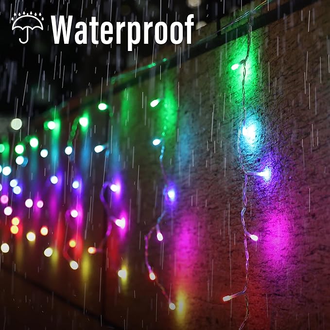 Joomer RGB Christmas Icicle Lights - 95FT Color Changing Outdoor String Lights with Remote Timer, Dripping Blood Effect for Haunted House, Roof, Eaves, Christmas Decor (Non-Connectable)