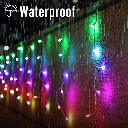 Joomer RGB Christmas Icicle Lights - 33FT Color Changing Outdoor String Lights with Remote Timer, Dripping Blood Effect for Haunted House, Roof, Eaves, Christmas Decor (Non-Connectable)