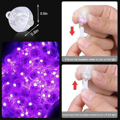 50PCs Mini Led Lights with Hook, Waterproof Round Tiny Led Light for Party Decorations Neon Party Light，Purple-Blinking Lights