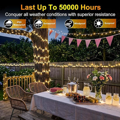 350LED 90FT Christmas Lights Indoor Outdoor, 12 Modes Warm White Outdoor String Lights with Timer & Dimmable, Green Wire Christmas String Lights for Indoor Tree Patio Yard Fence Bedroom Wedding Garden