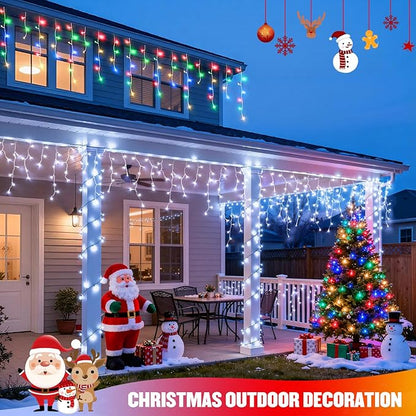 JMEXSUSS Color Changing Lights Outdoor Waterproof, 11 Modes 400 LED Christmas Icicle Lights with 40 Drops, White to Multicolor Icicle Light for Indoor Christmas Eaves Party Decorations