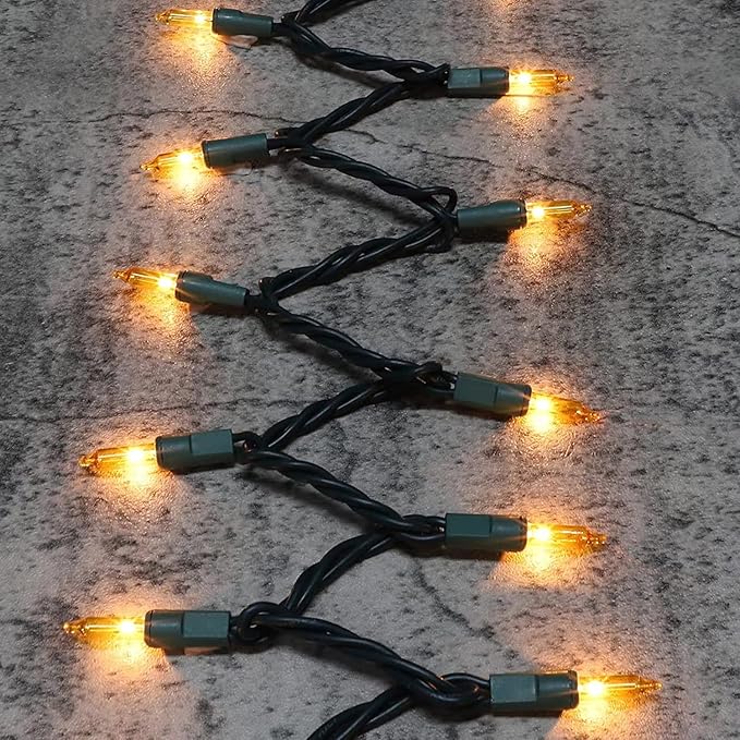 Green Wire, Yellow Incandescent Bulb 100 Mini String Lights for Indoor Christmas Tree Garland Birthday Wedding Party Festival Decoration