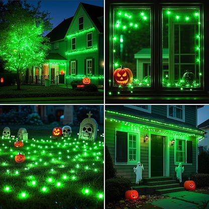 St Patricks Day Decorations String Lights 2 Pack Green Solar Lights Outdoor Waterproof Total 144FT 400LED Christmas Fairy Lights 8 Modes for Halloween Xmas Irish St. Patrick's Day Decor (Green-2 Pack)