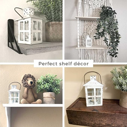 Kate Aspen Rustic Farmhouse Decor White Candle Holder Lantern Decorative (7.5 Inch), Wedding Decoration, Centerpiece Table Decorations, Home Decor, Shelf Decor