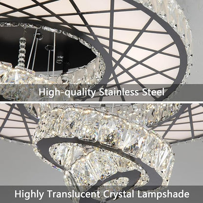 HAIXIANG LED Chandelier Modern Ceiling Dimmable Light Fixture Crystal Chandelier for Bedroom Dining Room Black