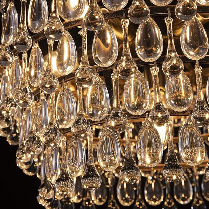 Wellmet Crystal Chandelier, 6-Light 5 Tiers Farmhouse Bronze Ceiling Lighting Fixture, Modern Foyer Dining Room Chandeliers for Bedroom, Hallway, Bar, Kitchen, W20-inch