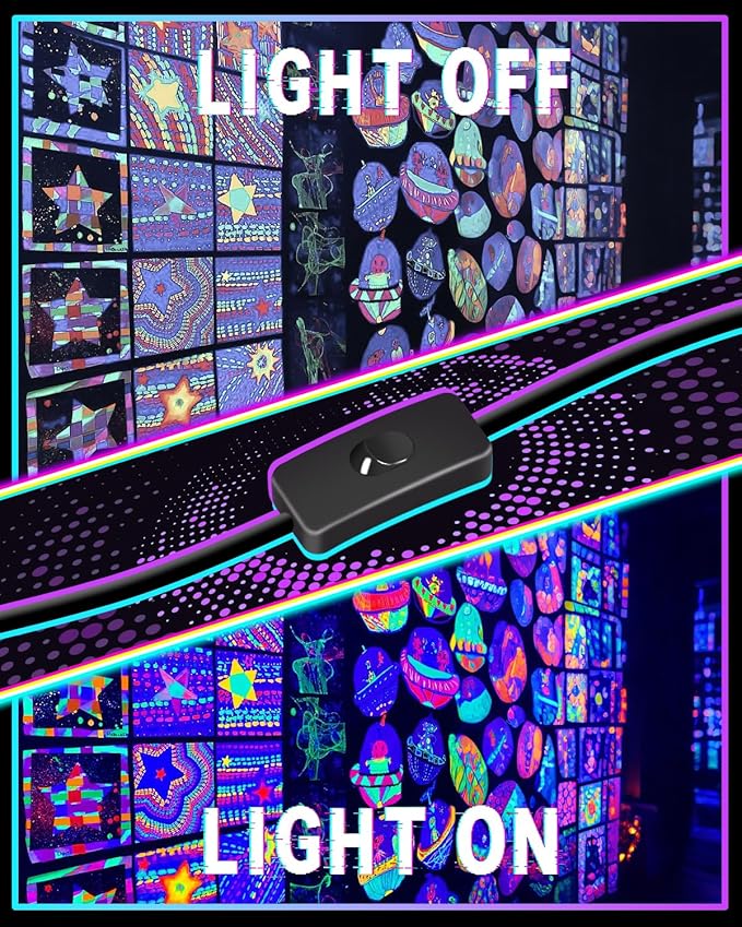 40W Black Light Bar, LED Blacklight with 6FT Cord & Switch, Black Lights for Glow Party, Halloween, Birthday, Body Paint, Bedroom, Classroom, Each Light Up 22x22ft, 1 Pack