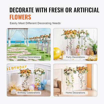 VEVOR 10PCS 23.6inch High Wedding Flower Stand, With Acrylic Laminate,Acrylic Vase Column Geometric Centerpiece Stands, Floral Display Rack for T-Stage Events Reception, Party Decoration Home