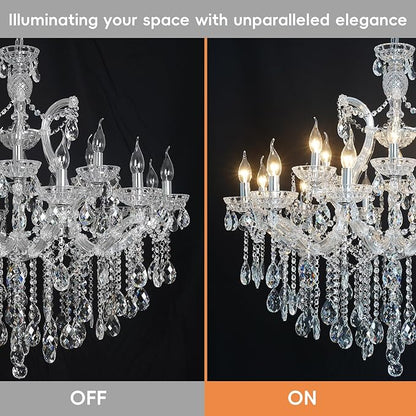 Modern Large Crystal Chandelier for High Ceiling, 18 Lights 2 Layers Luxury Maria Theresa Chrome Chandelier Light Fixtures for Dining Room, Living Room, Foyer, Staircase, Lobby