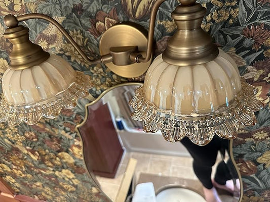 XIEDUN Vintage Vanity Light Brushed Brass 2 Light Vanity Lights for Bathroom Vanity Light Fixtures