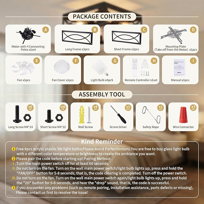 LIONVISON Caged Ceiling Fan with Lights: 16" Small Flush Mount Low Profile Fandelier with Remote DC Motor Reversible 6 Speeds Farmhouse Industrial Ceiling Fans for Bedroom Kitchen Black