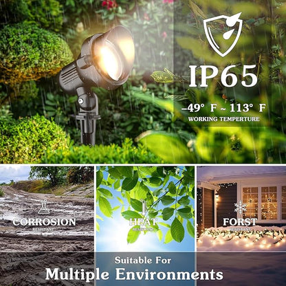 LED Landscape spotlights Yard: 10W MR16 Low Voltage Landscape Lights 12-24V 3000K Warm White - Outdoor Garden Driveway wall Lighting for Contractors - 12 Pack