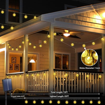 Joomer Solar String Lights Outdoor, 65FT 100LED Globe String Lights 8 Lighting Modes, Waterproof Solar Powered Patio Light for Garden Yard Porch Wedding Party Outdoor Decor (Warm White)
