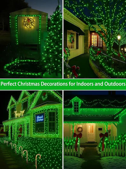 2-Pack 66FT 200 LED St. Patrick's Day Lights, 13 Modes Extendable Christmas Tree Lights with Timer & Memory, Waterproof Twinkle Fairy Lights Green Wire Outdoor String Lights Indoor for Xmas (Green)