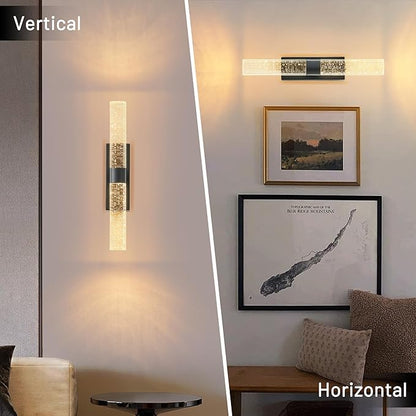 KARTOOSH Black Rechargeable Wireless Wall Sconce Set of Two, Battery Operated Wall Lights with Remote Control,350°Rotate,3000K/4000K/6000K,Dimmable,Timer,for Living Room,Dining Room,Hallway,15.3 Inch
