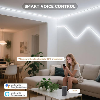PAUTIX COB LED Strip Nautral White,4000K Dimmable LED Tape Light,CRI93+ Super Bright High Lumen,Compatible with Alexa/Google Assistant,Flexible Strip Ligths for Bedroom,Kitchen,Office,Under Cabinet