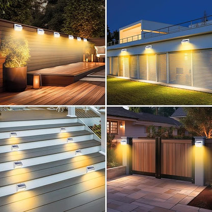 Peasur Solar Outdoor Lights, [4 Packs] Motion Sensor Security Lights with 3 Lighting Modes Wall Lights Waterproof Solar Powered Lights for Garden Yard, White Warm
