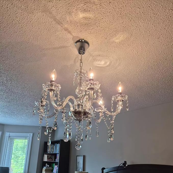 Vlaikz 6 Light Wedding Decoration Crystal Chandelier Candle Crystal Pendant Light Transparent K9 Crystal Lamp Modern Luxury Ceiling Living Room Bedroom Princess Room Hallway Lighting (Sliver)