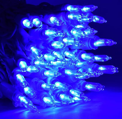 Holiday Essence - Blue LED Christmas String Lights, 100 Count Wire 26.9 Ft Incandescent Patriotic Memorial 4th July Traditional Light Set for Indoor & Outdoor Home Décor, Wedding Lighting Decoration