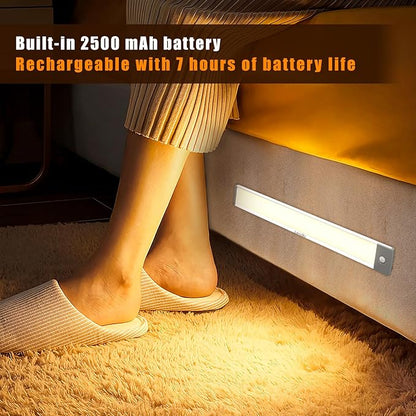 LEPOTEC 54 LED Under Counter Lighting, Motion Kitchen Cabinet Light, Battery Operated Closet Lights, Rechargeable Wireless Camper Caravan Night Light,Warm White (2 Pack)