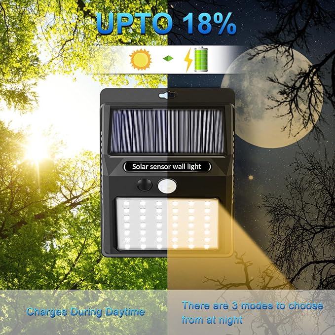 SEZAC Solar Lights Outdoor, 10 Pack Solar Motion Sensor Outdoor Lights with 3 Lighting Modes, IP65 Waterproof Solar Fence Lights for House (Warm White)