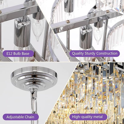 Crystal Chandelier Lighting 39'' for Dining Rooms Bedroom Foyer Entryway Ceiling Hanging Pendant Chandelier Light Fixture Lamp