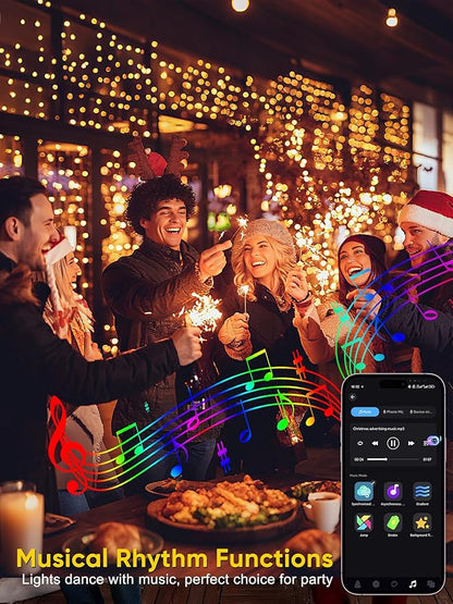 Guhope Smart Color Changing Christmas Lights, 132FT 400 LED RGB Christmas String Lights with App & Remote Control, Waterproof Christmas Tree Lights for Outdoor Indoor Party Decor