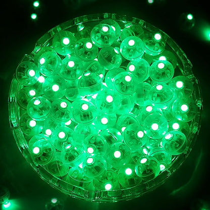 ZGWJ 100PCs Green Balloon Lights Mini, Battery Powered, Long Standby Time Waterproof Tiny Led Round Flash Light for Paper Lantern Balloon Party Easter Eggs Wedding Christmas Halloween Decorations