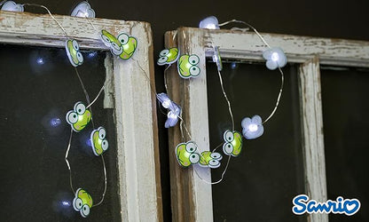 Silver Buffalo Sanrio Hello Kitty and Friends Keroppi 20ct Decorative String Lights, 7 Feet Long, Battery Powered (2 AA Batteries Included), Cool White LED, Indoor Use Only