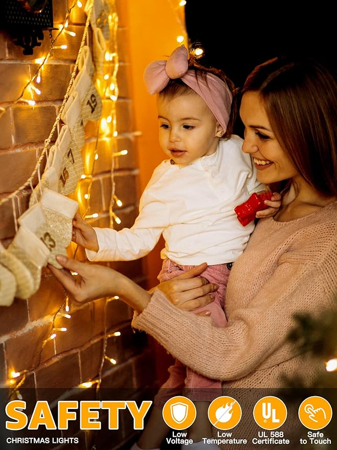 Guhope Christmas String Lights 1200LED 196FT, 8 Modes Dimmable Fairy Lights with Remote and Timer, Waterproof Christmas Lights for Festive Decoration Indoor Wedding Party Holiday (Warm White)