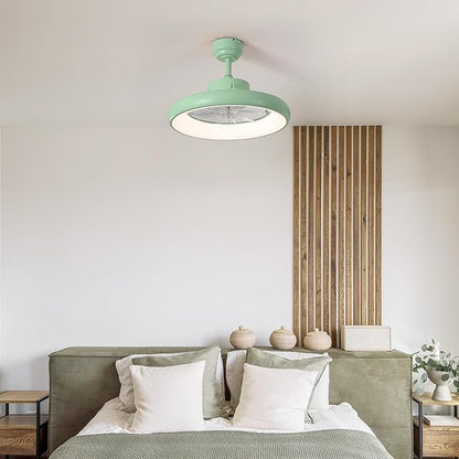 Oval AIR Loren 20" Small Smart Ceiling Fan with Light, Semi Flush Mount, Quiet 6-Speed Reversible Motor, Dimmable LED, Adjustable CCT, App & Remote Control, Scandinavian, Mint AIR8002C